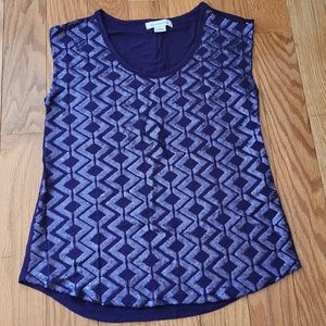 Liz Claiborne Indigo Sequin Patterned Top